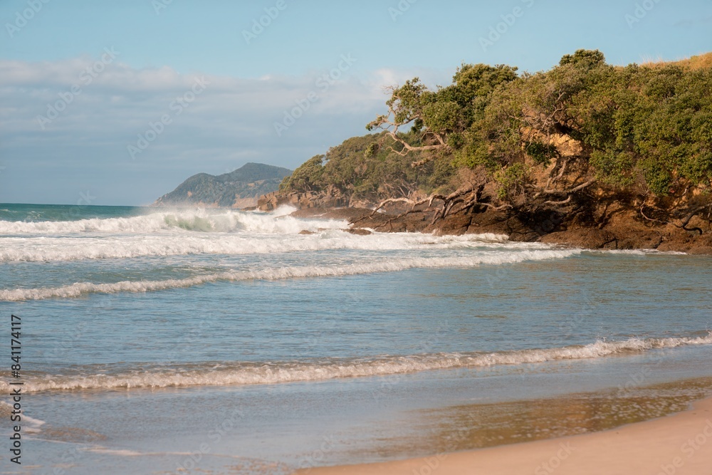 Majestic Waves Crashing on Pristine Beach Majestic Waves Crashing on Pristine Beach