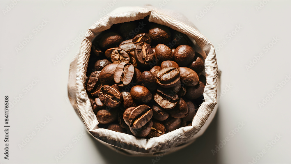 A bag of whole coffee beans isolated on white background A bag of whole coffee beans isolated on white background