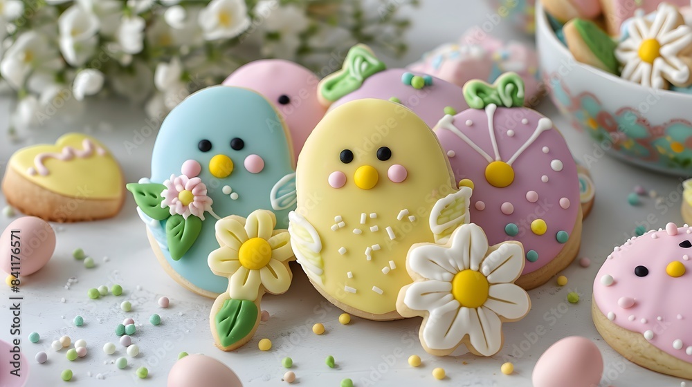 Obraz premium Easter Cookies for Easter Egg hunt and spring celebrations
