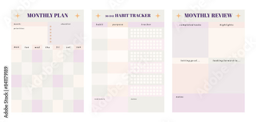 Printable Planner Template Collection with Daily Planner, Weekly Planner, Monthly Planner, Yearly Planner, Habit Tracker
