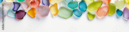 AI art, frame made of colorful sea glass　シーグラスのフレーム
