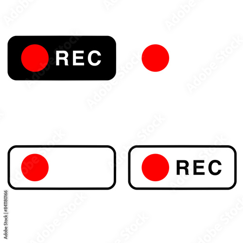 Recording sign, red panel, rec. vector illustration