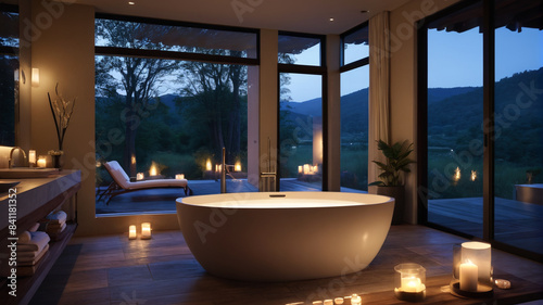 Sumptuous Bathing Retreats: Freestanding Tubs, Candlelit Elegance, Lavish Serenity, Generative AI © 4K_Heaven