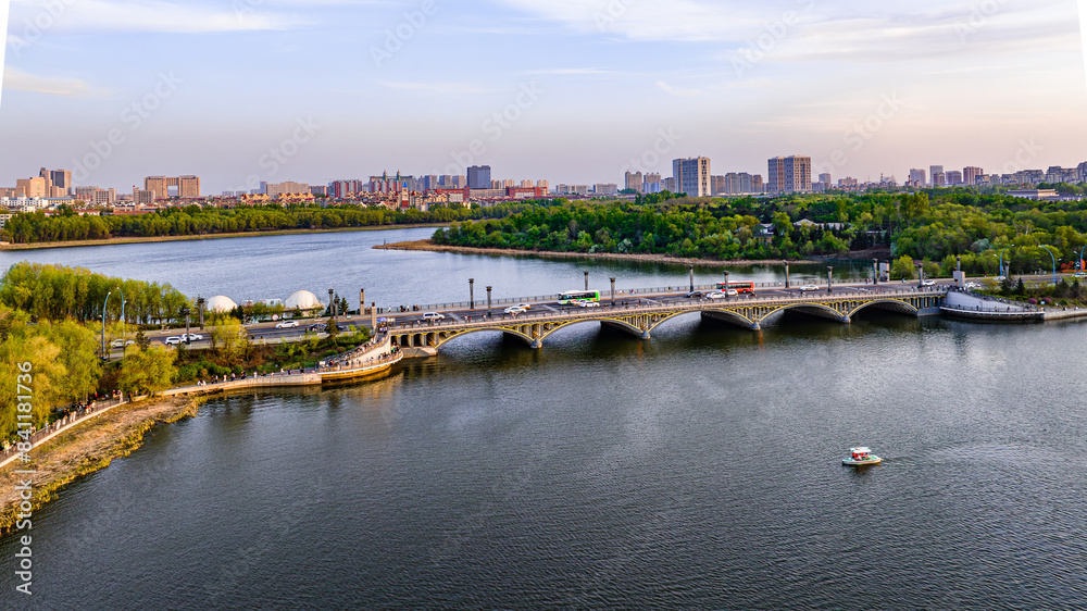 Landscape of Nanhu Park in Changchun, China in early summer Landscape of Nanhu Park in Changchun, China in early summer