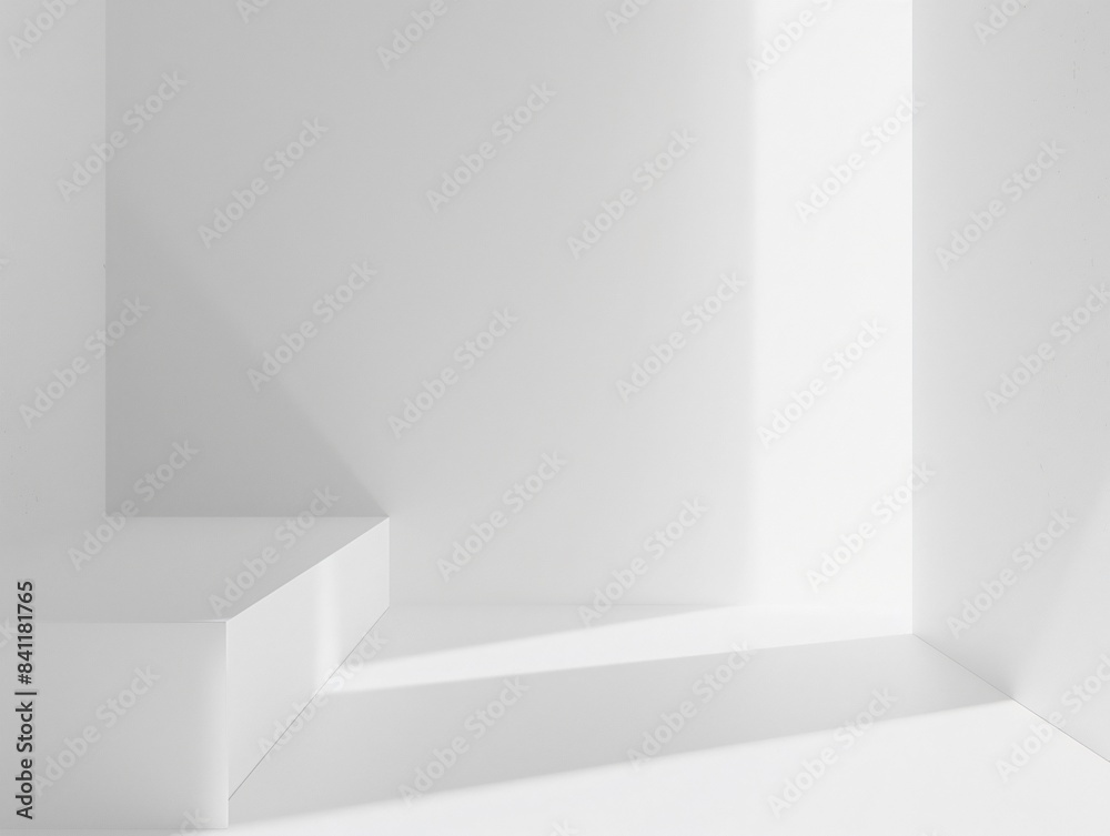 Fototapeta premium Minimalist White Room with Platform and Light