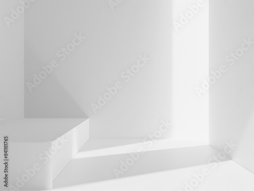 Wallpaper Mural Minimalist White Room with Platform and Light Torontodigital.ca