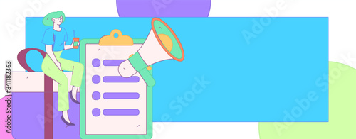 Notification announcement vector creative flat hand drawn illustration
