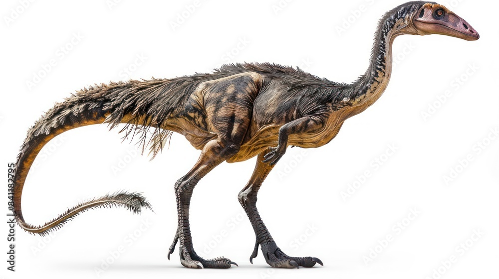 Deinocheirus full body clearly photo on white background 