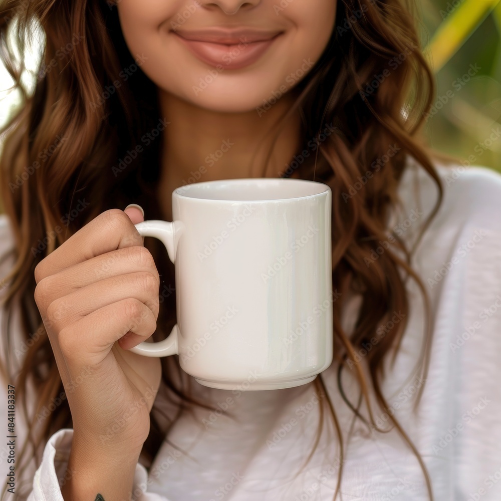 custom made wallpaper toronto digitalCuba Beautiful Girl Holding 15Oz Plain White Mug Mockup