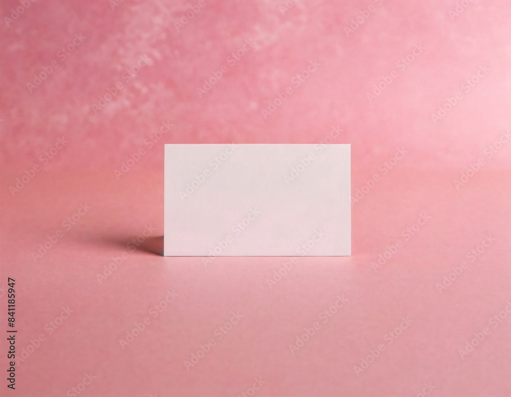 Elegant blank business card on pink backdrop Elegant blank business card on pink backdrop