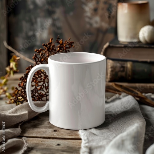 White Coffee Mug 15Oz Mockup, On Industrial Background © ACE STEEL D
