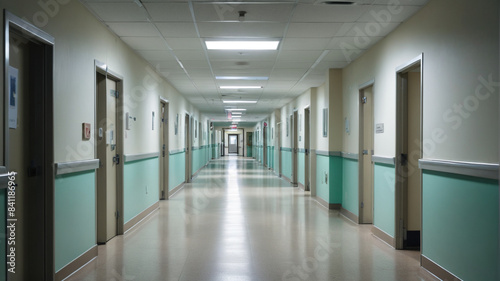 Venturing into the dimly lit corridors of an empty hospital complex, where the silence speaks volumes of past lives lost to time, Generative AI