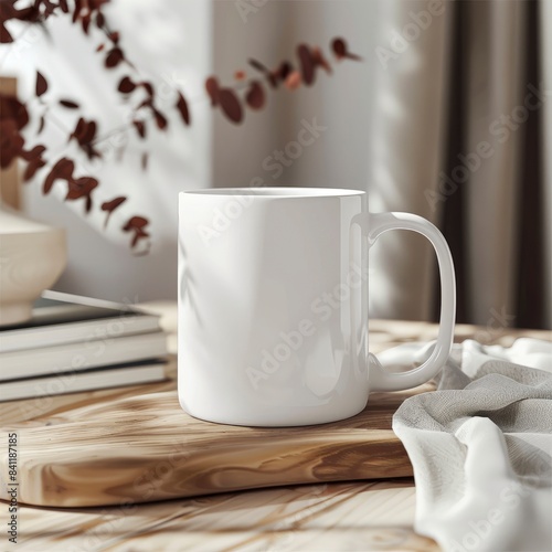 White Coffee Mug 15Oz Mockup, On Pathways Background