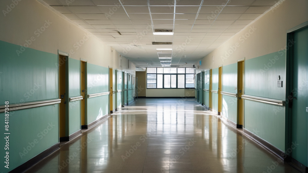 Shadows of the unseen: Traversing deserted hospital hallways where blurred shapes hint at the remnants of human activity now vanished, Generative AI Shadows of the unseen: Traversing deserted hospital hallways where blurred shapes hint at the remnants of human activity now vanished, Generative AI