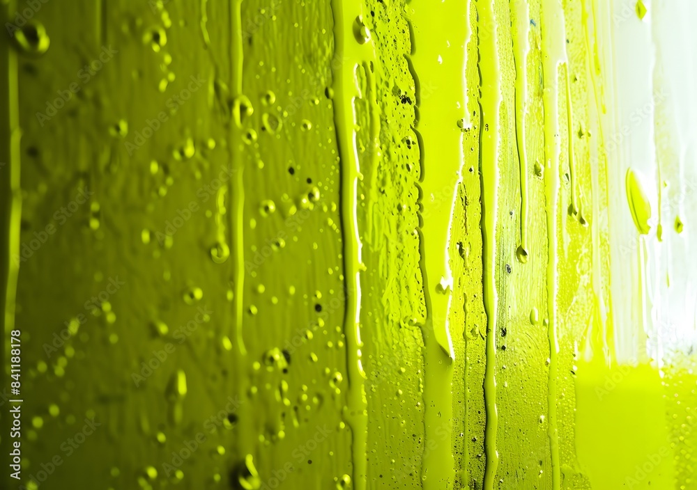 Fototapeta premium Abstract Neon Yellow Water Drops Texture