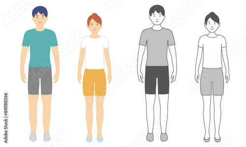 男女の全身イラスト