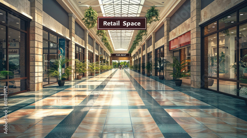 Digital 3D image of a shopping center with 