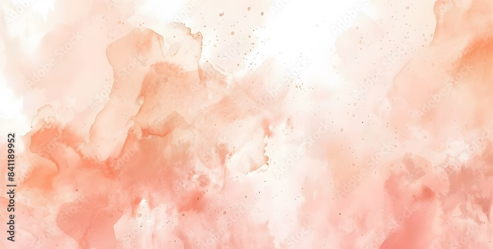 Fototapeta premium Abstract Peach Watercolor Background with Soft Clouds