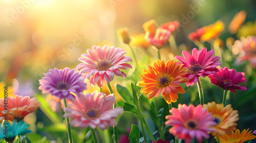 Colorful beautiful flowers Z  nnia spring summer in Sunny garden in sunlight on nature outdoors