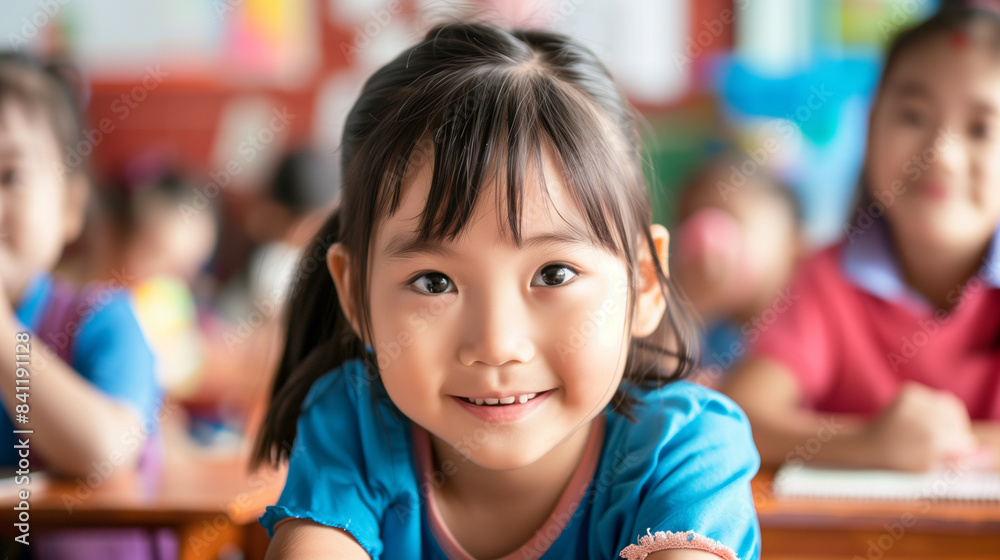 copy space, stockphoto, close up of some primary school students in a primary school classroom in Asia. Back to school theme. copy space, stockphoto, close up of some primary school students in a primary school classroom in Asia. Back to school theme.
