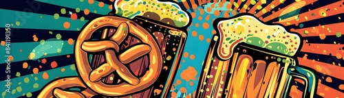 Exaggerated Pop Art Beer an...