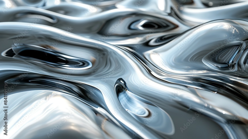 Sleek Surf: Chrome Waves Landscape