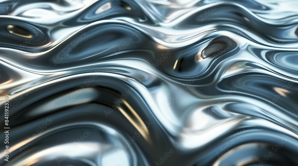 Reflective Ripples: Chrome Waves Background Reflective Ripples: Chrome Waves Background
