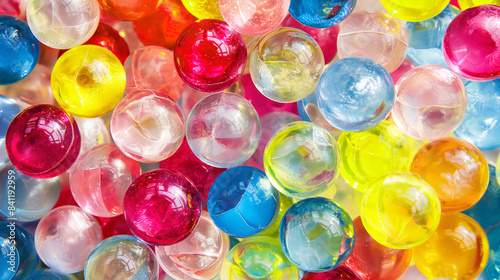 Background made of voluminous glass balls of different colors. photo