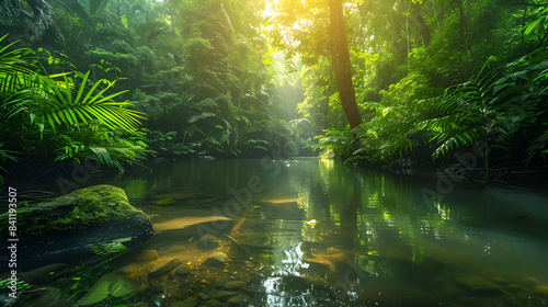 Głębokie tropikalne dżungle Azji Południowo-Wschodniej w sierpniu