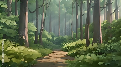 trees in the forest anime style