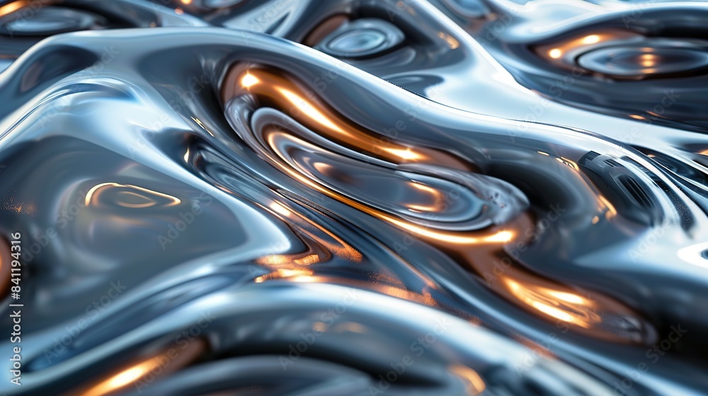 Mirrored Motion: Chrome Waves Artwork Mirrored Motion: Chrome Waves Artwork