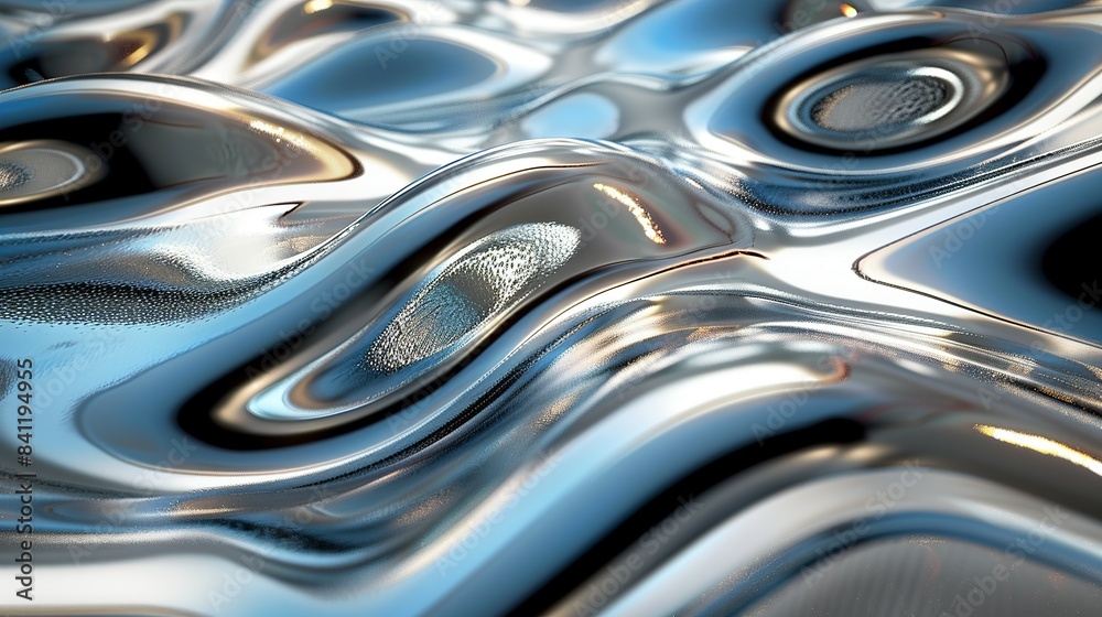 Radiant Ripples: Chrome Waves Artwork Radiant Ripples: Chrome Waves Artwork
