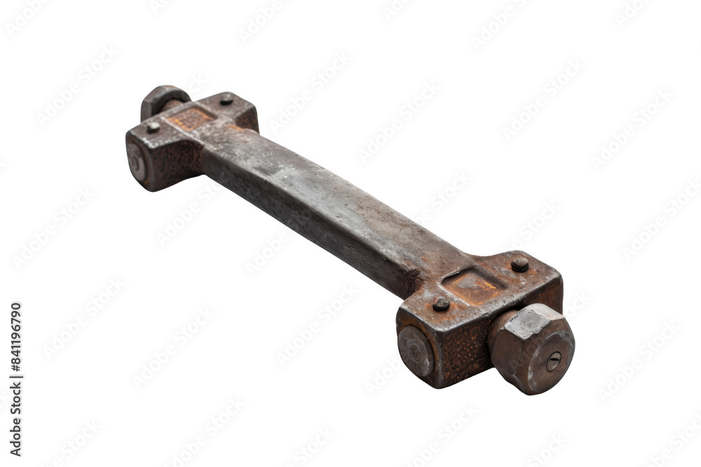 A rusty metal bar with a bolt on the end A rusty metal bar with a bolt on the end