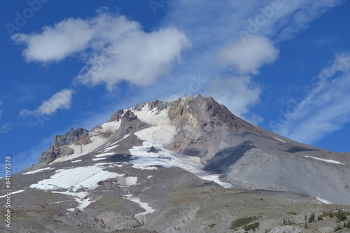 Stunning View of Mt. Hood and Its Glacier - Captured from a Low Angle