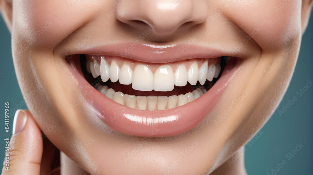 Obraz premium Celebrating the transformative impact of cosmetic dentistry in enhancing smiles and boosting confidence, improving both dental aesthetics and self-esteem, Generative AI