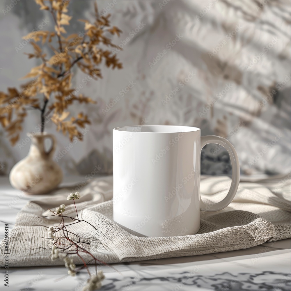 White Coffee Mug 15Oz Mockup, On Ancient Background White Coffee Mug 15Oz Mockup, On Ancient Background