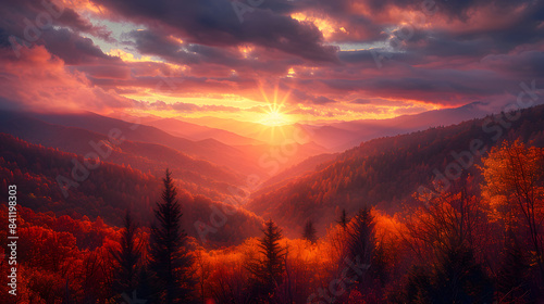 Great Smoky Mountains, autumn sunrise Tennessee photo