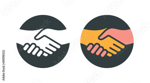 Icons depicting handshakes, symbolizing agreement and cooperation.