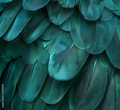 Teal Feather Pattern Close-Up Texture