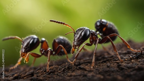 Ants Displaying Their Impressive Teamwork While Constructing the Nest photo