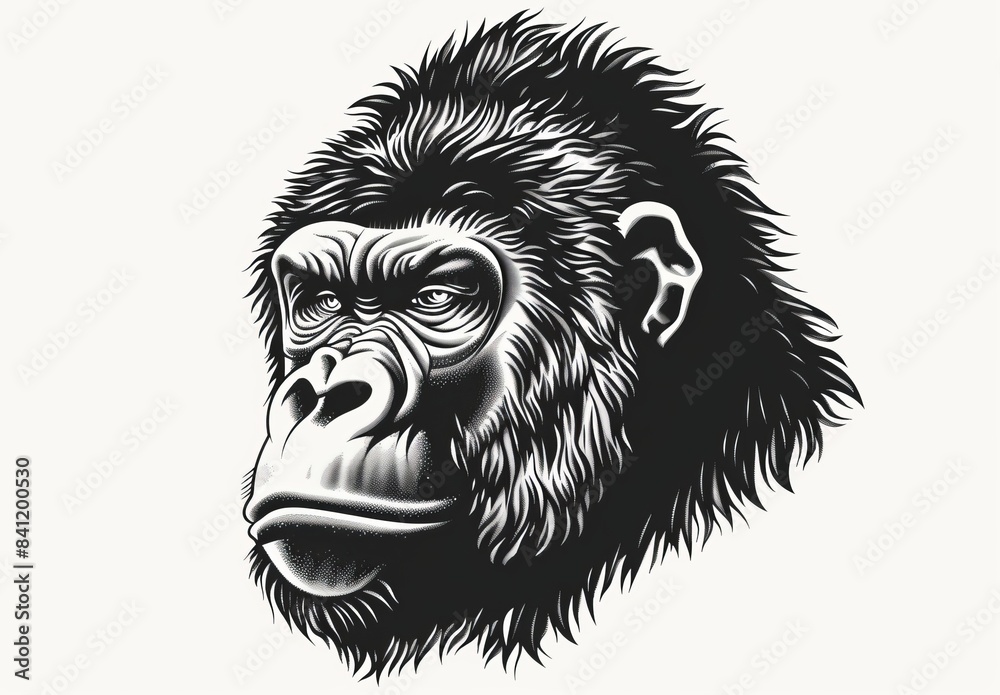 Black and white gorilla head design. Black and white gorilla head design.