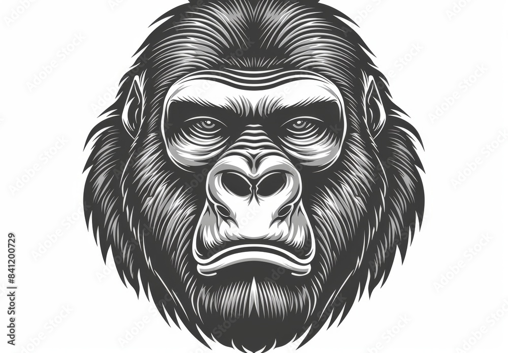 Black and white gorilla head design. Black and white gorilla head design.