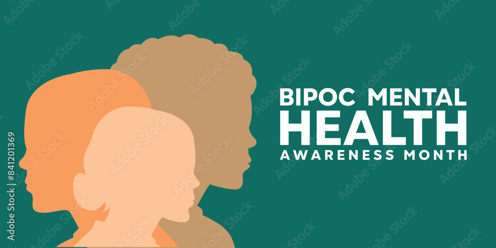 Bipoc Mental Health Awareness Month. Great for cards, banners, posters, social media and more. Green background. Bipoc Mental Health Awareness Month. Great for cards, banners, posters, social media and more. Green background.