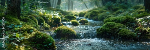 Forest Creek with Mossy Rocks photo