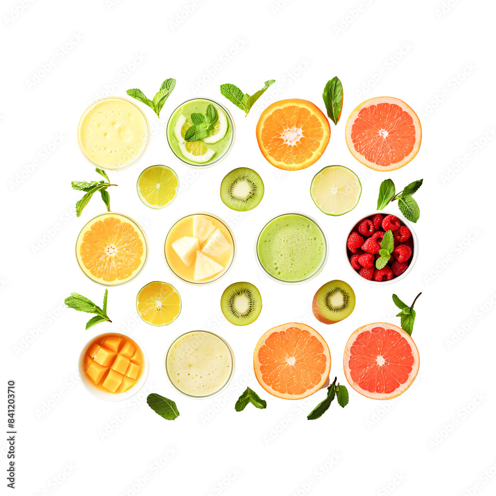 Colorful and refreshing exotic fruit smoothie, a perfect summer drink packed with vitamins and nutrients Colorful and refreshing exotic fruit smoothie, a perfect summer drink packed with vitamins and nutrients