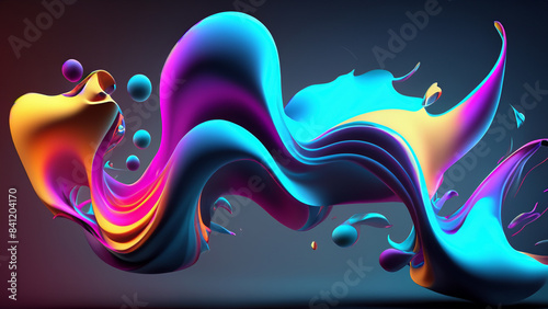 Abstract vibrant colorful 3d fluid shape background design