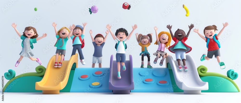 Young students playing on a school playground, vibrant play structures, and a joyful backtoschool atmosphere Young students playing on a school playground, vibrant play structures, and a joyful backtoschool atmosphere