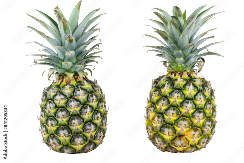Two pineapple slices on a white background Two pineapple slices on a white background