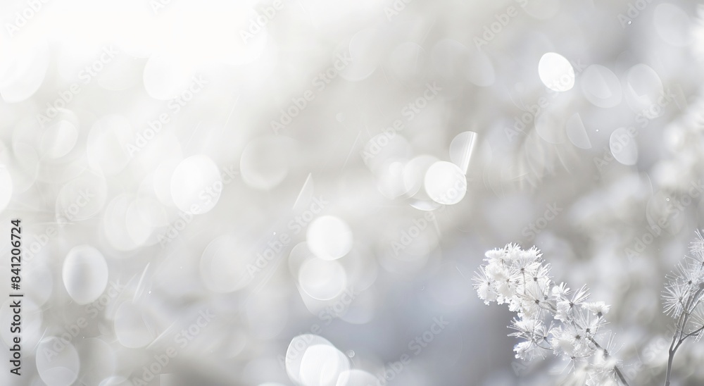 Obraz premium White Blurred Background with Delicate Flowers