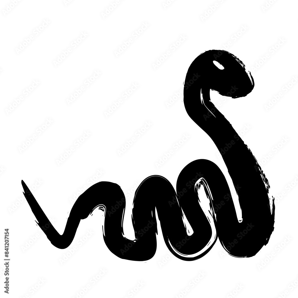 Naklejka premium 筆で書かれた蛇のイラスト素材 2025年 巳年